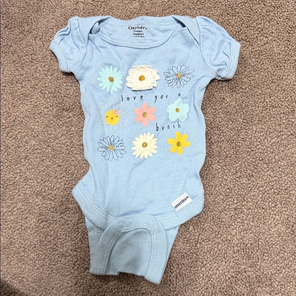 Gerber Light Blue Floral Baby Bodysuit